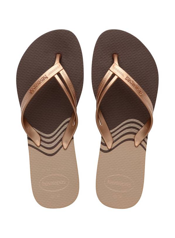 HAVAIANAS Elegance Print Flip Flops Brown 41/42